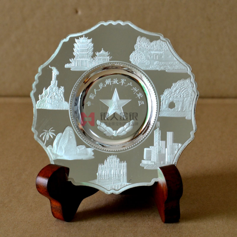 南部戰(zhàn)區(qū)廣州軍區(qū)紀(jì)念盤純銀制品擺件定制
